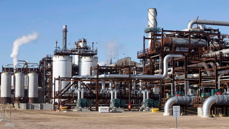 Carbon capture infrastructure installed at large industrial processing facility